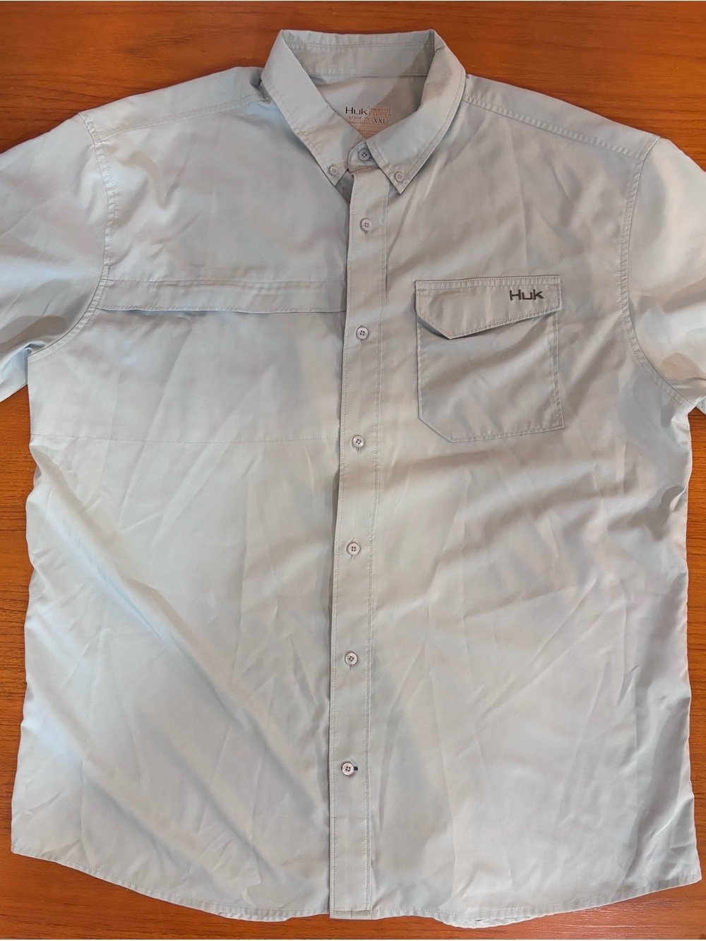 Huk Men’s Light Blue Short-Sleeve Button-Down Fishing Shirt XXL